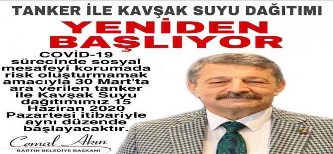 Kavşak Suyu dağıtımına yeniden başlıyor