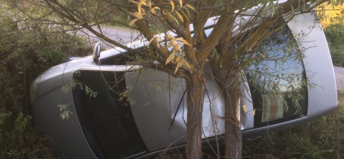 Dereye düşen otomobili takla atmaktan ağaç kurtardı