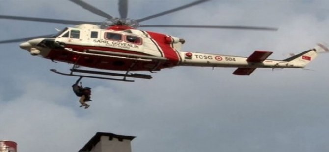 Selde Mahsur Kalanlar Helikopterle Kurtardı