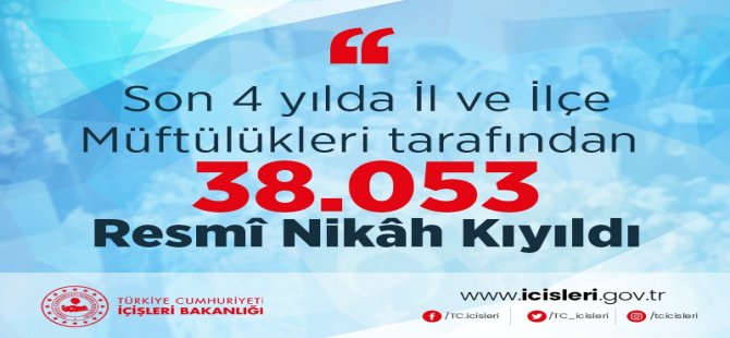 Müftülükler Tarafından 4 Yılda 38.053 Resmî Nikâh Kıyıldı