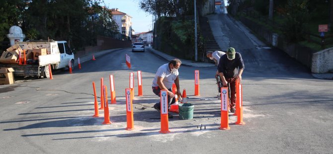 Trafik Güvenliğini Sağlamak İçin Dubalama Çalışması Yapılıyor