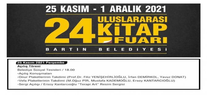 Bartın Belediyesi 24.Uluslararası Kitap Fuarı Törenle Açılacak