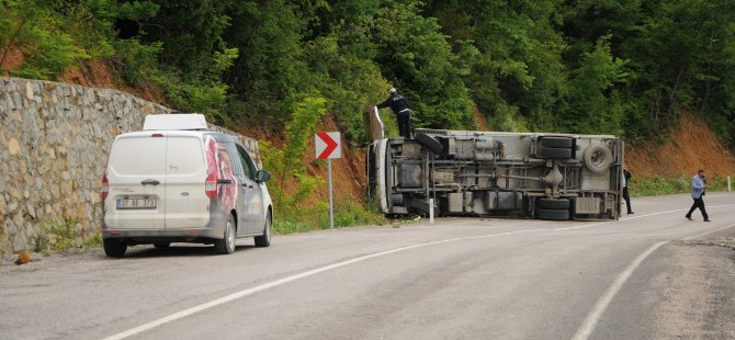 Et yüklü kamyon devrildi