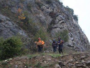 Kayalıklarda mahsur kalan keçi kurtarıldı