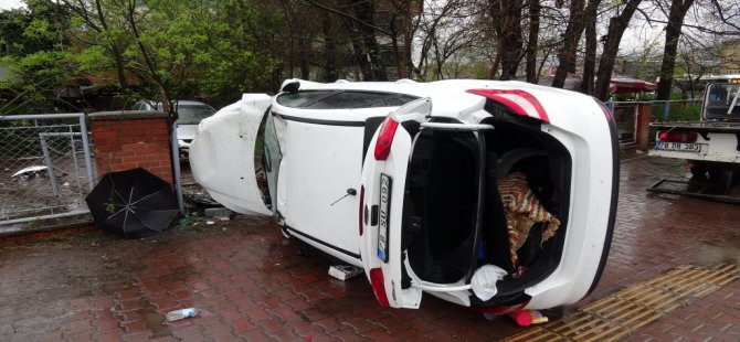 Karabük'te Devrilen Otomobilin Sürücüsü Yaralandı