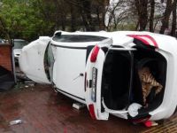 Karabük'te Devrilen Otomobilin Sürücüsü Yaralandı