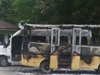 Bartın'da Park Halindeki Minibüste Yangın